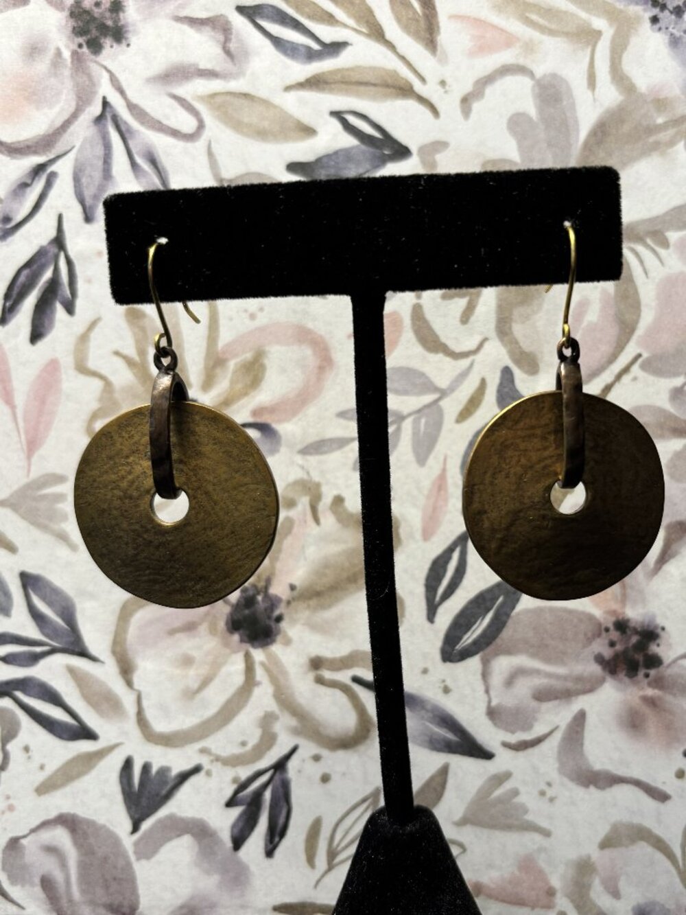 Artisan Style Brass Disc Dangle Earrings – Boho Minimalist 2"